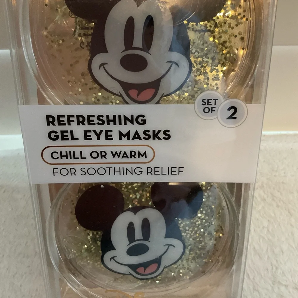 The Crème Shop Gold Glitter Mickey Mouse Reusable Gel Eye Masks - Set of 2